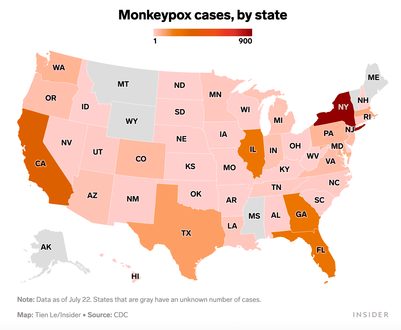 Map shows how quickly monkeypox spread through the US in the biggest-ever outbreak beyond Africa